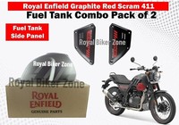 "Royal Enfield \"Petrol Fuel Gas Tank Combo Pack Of 2 Graphite Red Scram 411\""