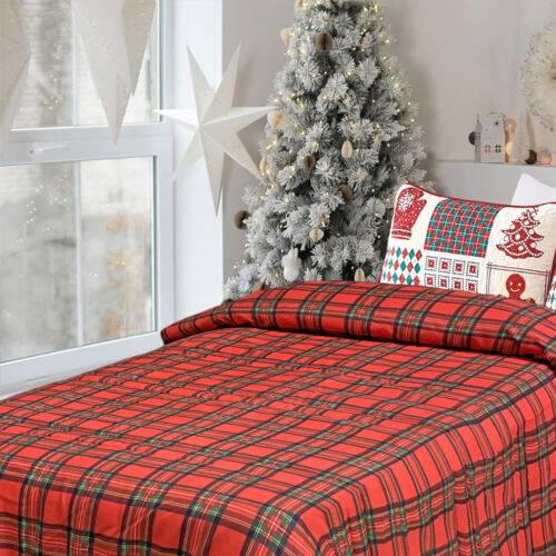 Quilted blanket Christmas blanket winter single bed 1 place tartan 6515-