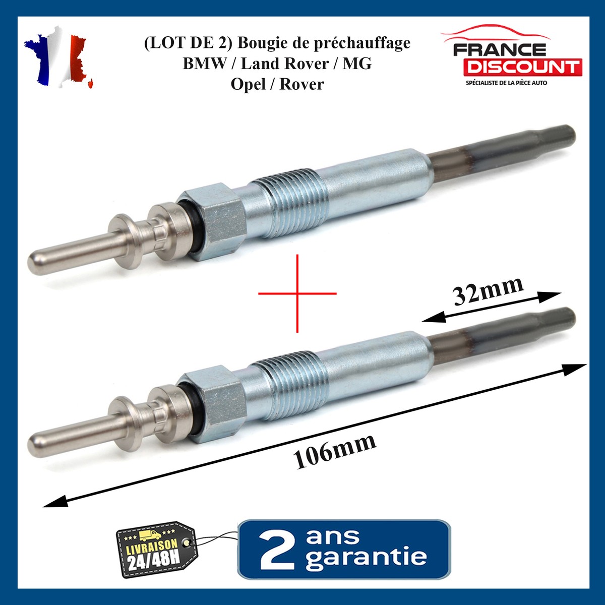 Lot De 4 Bougies De Préchauffage ATEC Germany - Compatible BMW Série 3 E46, Série 5 E39, Land Rover Freelander