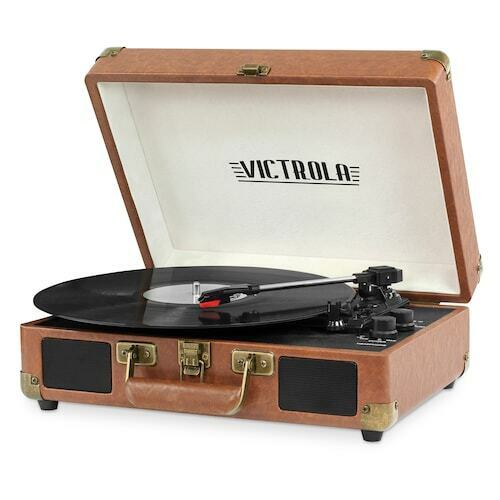 Victrola Bluetooth Turntable Vintage 3-Speed Suitcase with Speakers - Brown [LN]