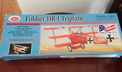 Guillow's German Fokker DR-1 Triplane Balsa Wood Airplane Kit, WWI