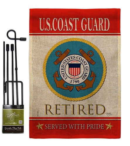 US Coast Guard Retired Burlap Garden Flag Armed Forces Gift Yard House Banner - Picture 7 of 17