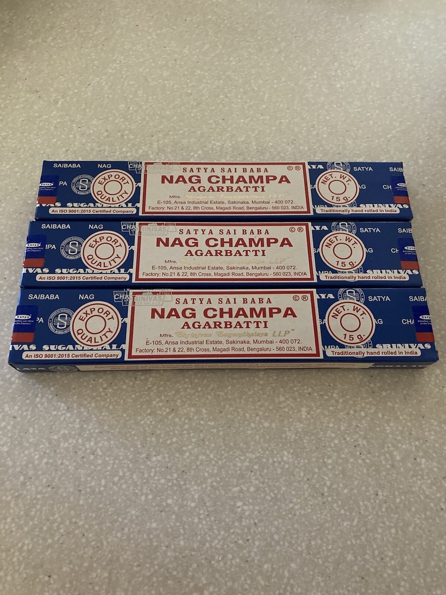 Nag Champa Räucherstäbchen – 3 Packungen, Original Satya, Langer Duft