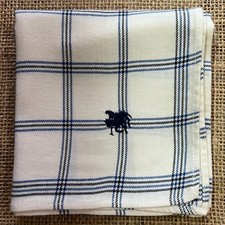 MEN HANDKERCHIEF COTTON WHITE  BLUE CHECKS VINTAGE POCKET SQUARE19" CLASSIC ART