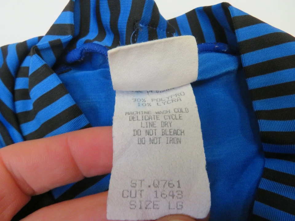 Vintage Helly Hansen Cycling Jersey Mens Large Bike Blue Black Striped Tight — 第 4/4 张图片