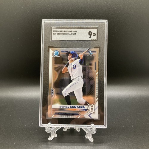 Cristian Santana 2021 Bowman Chrome 1st Rookie Card #BCP186 Detroit Tigers SGC 9 - Picture 2 of 12