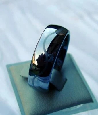 WOLFRAM/TUNGSTEN CARBIDE  RING  - 8 MM BREIT -  LASER CUT - TITAN HART -  (3#)  - Bild 1 von 4