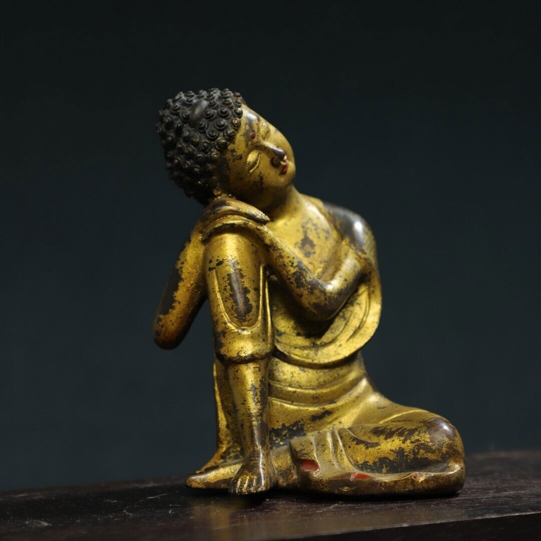 6.3 Antique Tibetan Bronze Gilt Shakyamuni Buddha Temple Statue