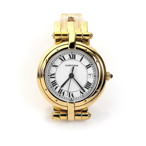 Cartier Panthere Round 18k Yellow Gold Date Sapphire Crystal Wrist Watch  Quartz | eBay