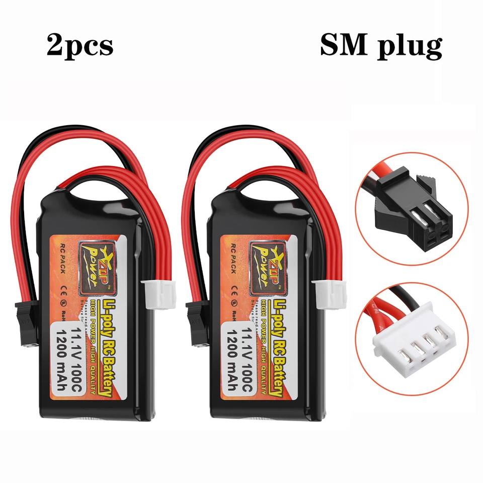ZOP POWER 2 Stück 1200mAh 11,1V 100C 3S LiPo Akku SM Stecker Für RC Auto Boot Flugzeug
