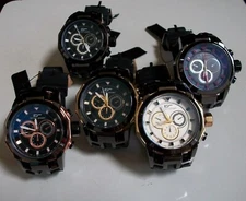 Men's Rose, Black & Gold Finish Tecno Sport Silicone Band Fashion Hip Hop Watch