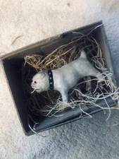 New 3D Dresden Paper Christmas Mini Feather Tree Ornament Decoration Bull Dog 