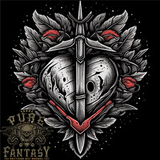 Fantasy Heart  Sword Mens Cotton T-Shirt Tee Top