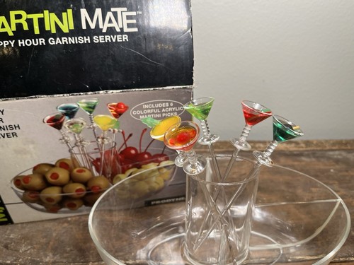 Prodyne Happy Hour Garnish Server Bowl Colorful Sticks With Martini Tops Taiwan - Picture 2 of 8