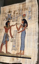 Authentic Hand Painted Ancient Egyptian Papyrus,  Replica From Temple walls