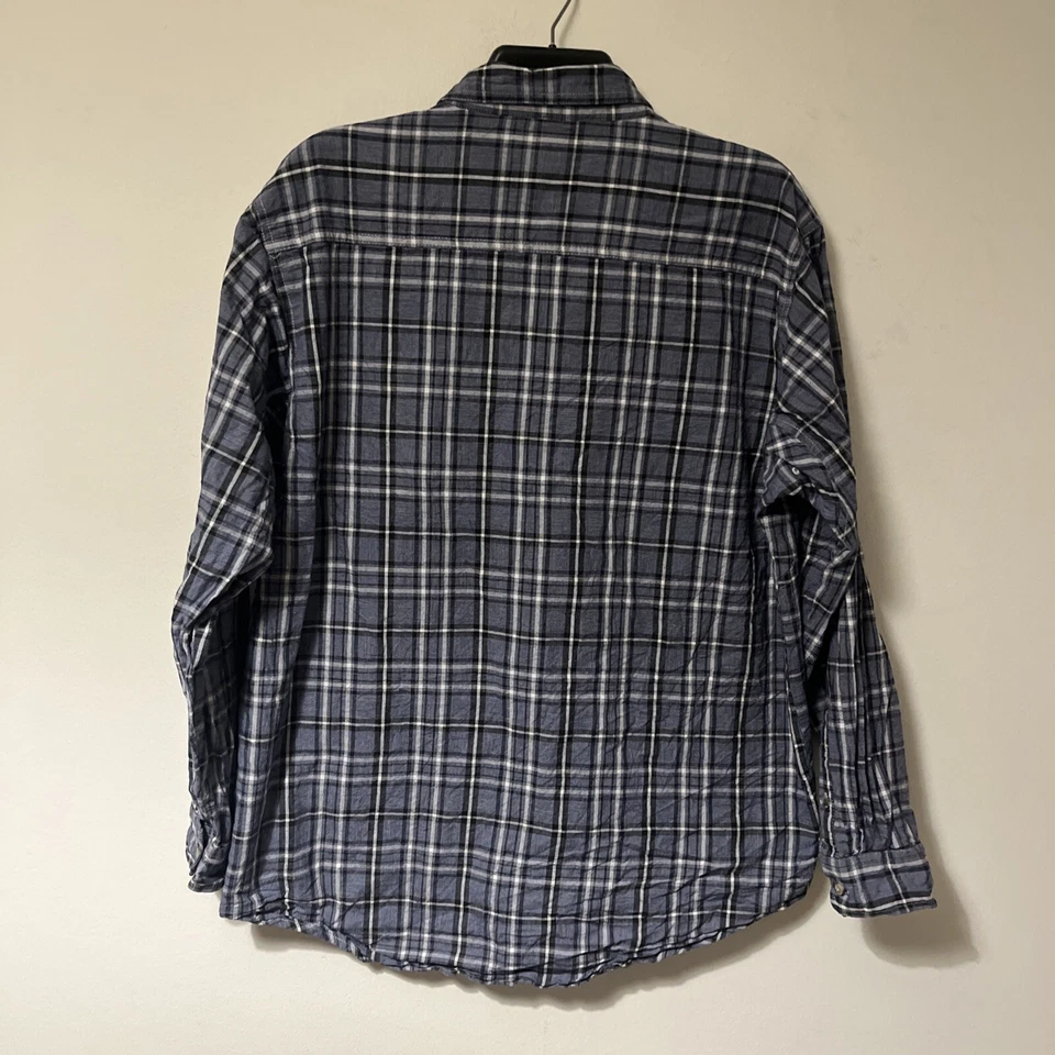 Camisa de trabajo Wrangler Riggs para hombre XL azul a cuadros trabajo pesado abotonada Foto 2 de 4