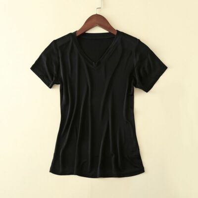 Maglietta Donna Collo V T Shirt Lunga Donna Magliette Tinta Unita Lunghe Femminili Scollate Manica Corta Carine Tunica Top Maglie Maniche Corte Oversize Estive Larghe Maglia Per Signora Bianco S - Foto 4