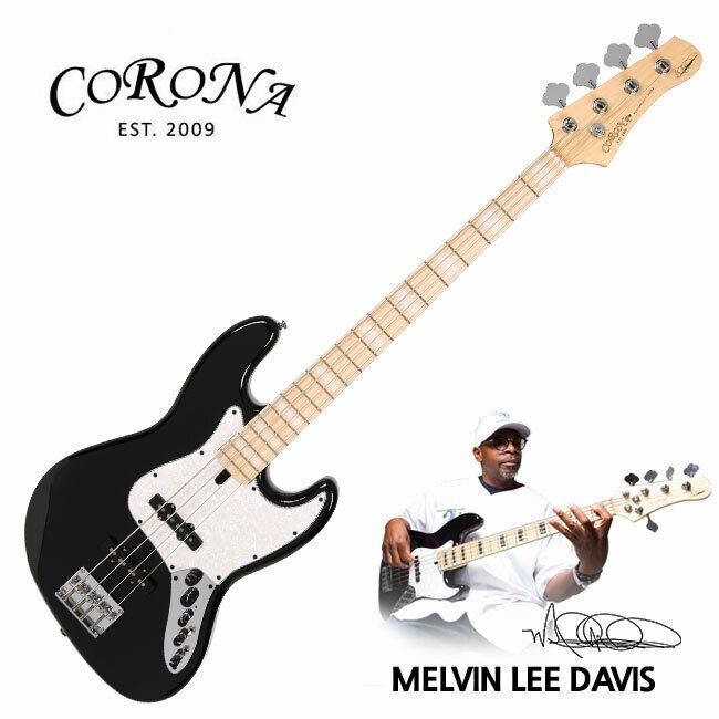 Corona MLD4 Melvin Lee Davis Signature 4 String Jazz Bass Black