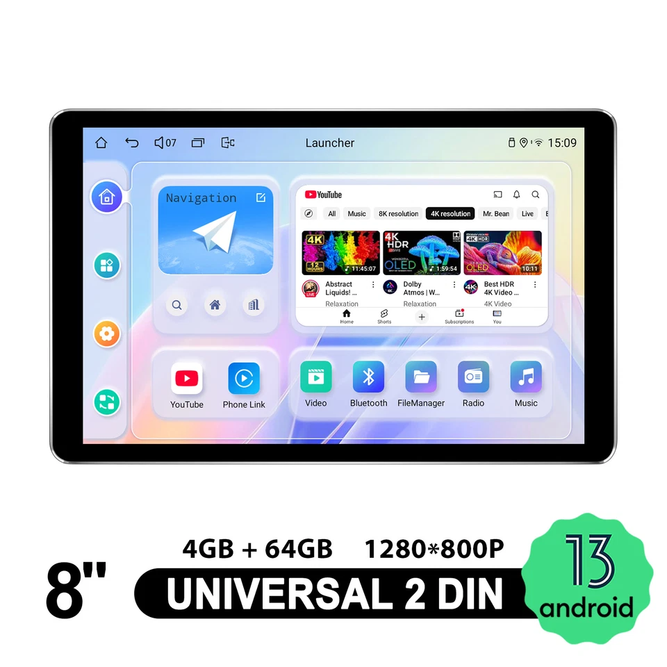 8G+128G Wireless Carplay Double DIN Android 13 Car Stereo 8 inch Touchscreen GPS - Image 2 of 4