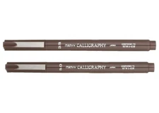 Marvy Uchida Calligraphy Marker 3.5-5.0mm Sepia 2/Pk School Office Writing Art