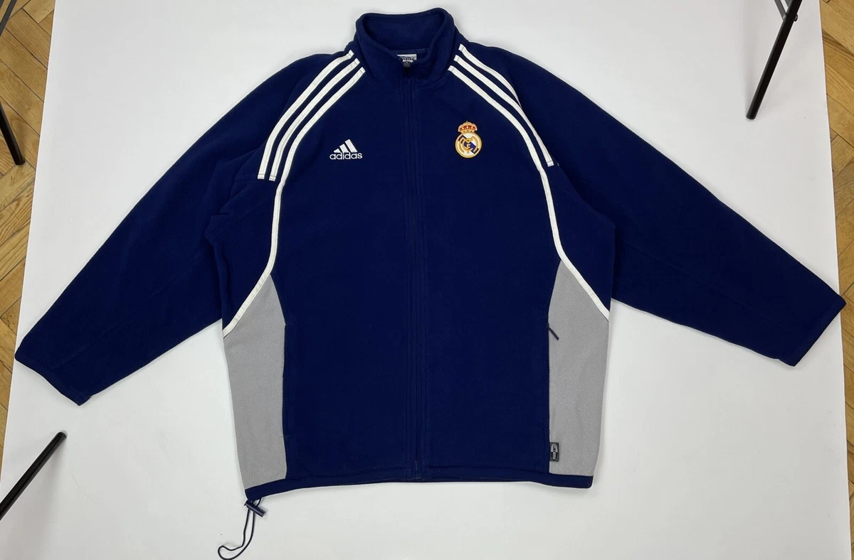 VINTAGE FC REAL MADRID 2000s TRAINING FLEECE JACKET TRACK SWEATSHIRT FULL  ZIP | eBay