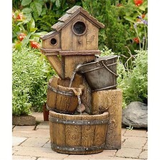 Jeco Bird House Outdoor Water Fountain Without Light