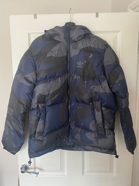 Adidas Originals Blue Camo Puffer Jacket UK XS BNWT RRP £199.99