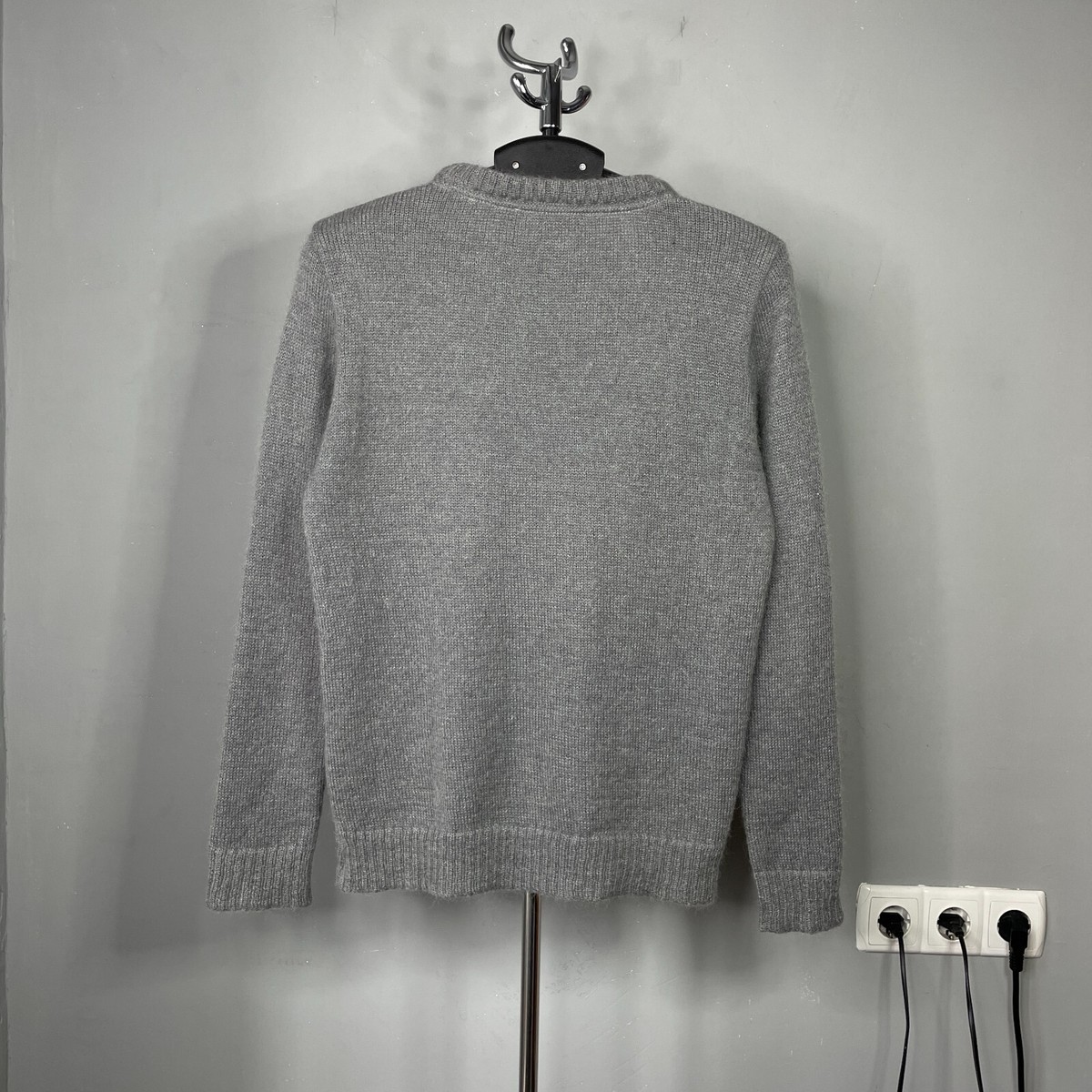 Our Legacy Mens Gray Moheir/Polyamide Blend Knit Crewneck Sweater 