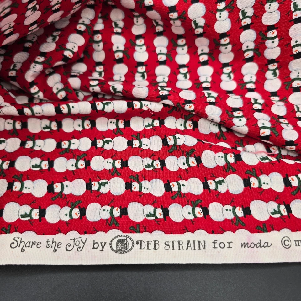 Share the Joy Deb Strain for Moda Red/White Snowmen Fabric 43" Wide 0.75 Yard - Image 4 of 4
