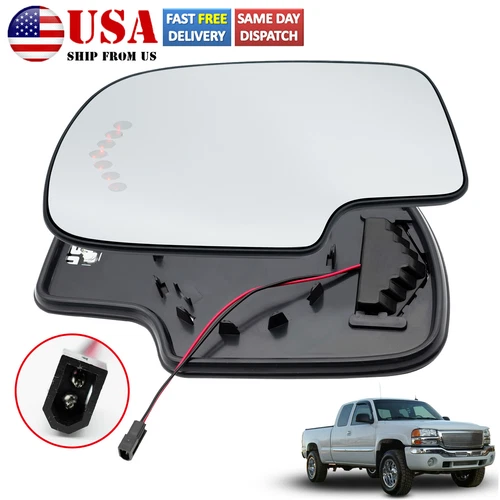 Driver Side Door Wing Heated Mirror Glass Turn Signal LH For GMC Cadillac Chevy