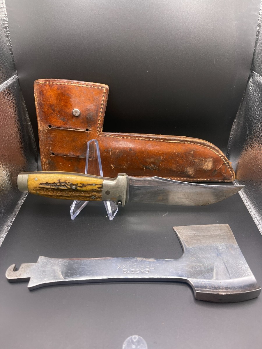 1935 Case Tested XX Interchangeable Steel Hatchet/Knife w/ Stag