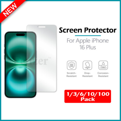 1-100 LOT LCD Ultra Clear HD Screen Shield Protector for Apple iPhone 16 Plus