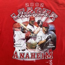 Vtg Y2K MLB Anaheim Angels 2002 World Series Champions T Shirt XL Red Players