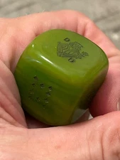 RARE old green marbled jumbo 1" poker dice 101325dA@@