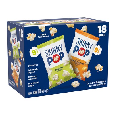 SkinnyPop Original Dairy Free Popcorn 0.5 Ounce 18 Individual Bags Healthy Snack