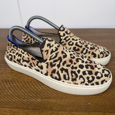 Rothy's Slip On Sneakers Womens 8 Leopard Print Tan The Sneaker Knit Shoes
