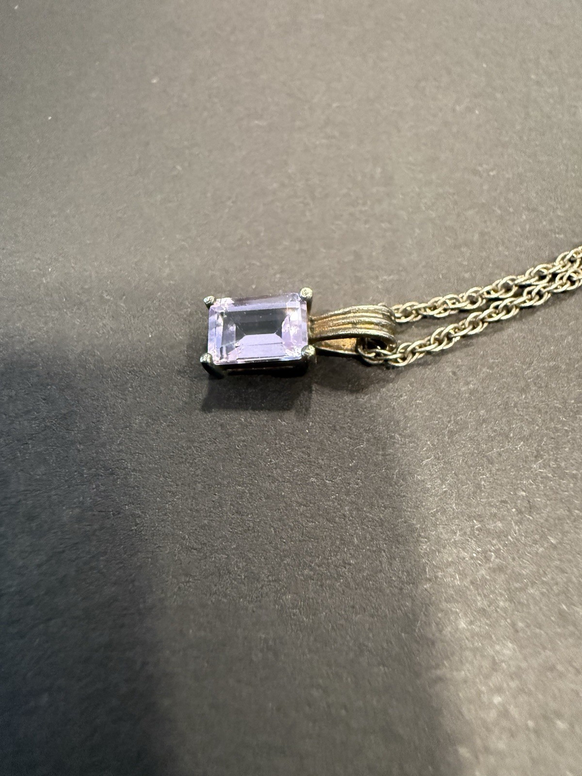 Sterling Silver Rectangular Purple Pendant Neckla… - image 2