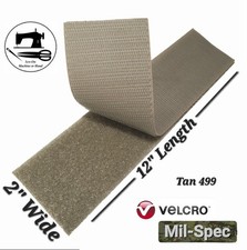 2" Wide x 12" Inch VELCRO  Mil-Spec Sew-On Strip  Hook  Loop - Tan 499
