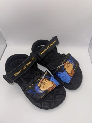 Disney Hercules Hero of Heroes Kids Sandals Size 10 Black Blue Hook & Loop