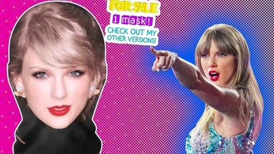 Taylor Swift Costume Breathable Pullover Face Mesh Mask Halloween Cosplay Head