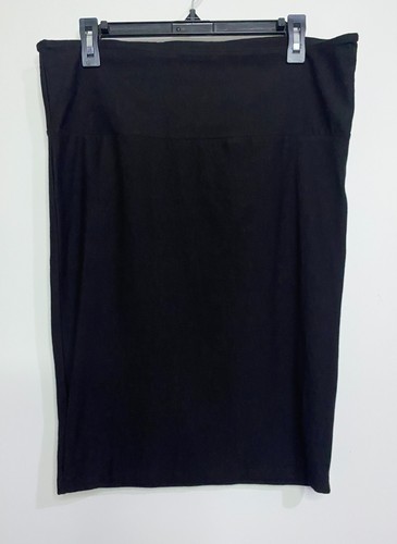 Torrid Foldover Waist Black Knit Pencil Skirt Plus Sz 0 L/12 Cotton NWOT