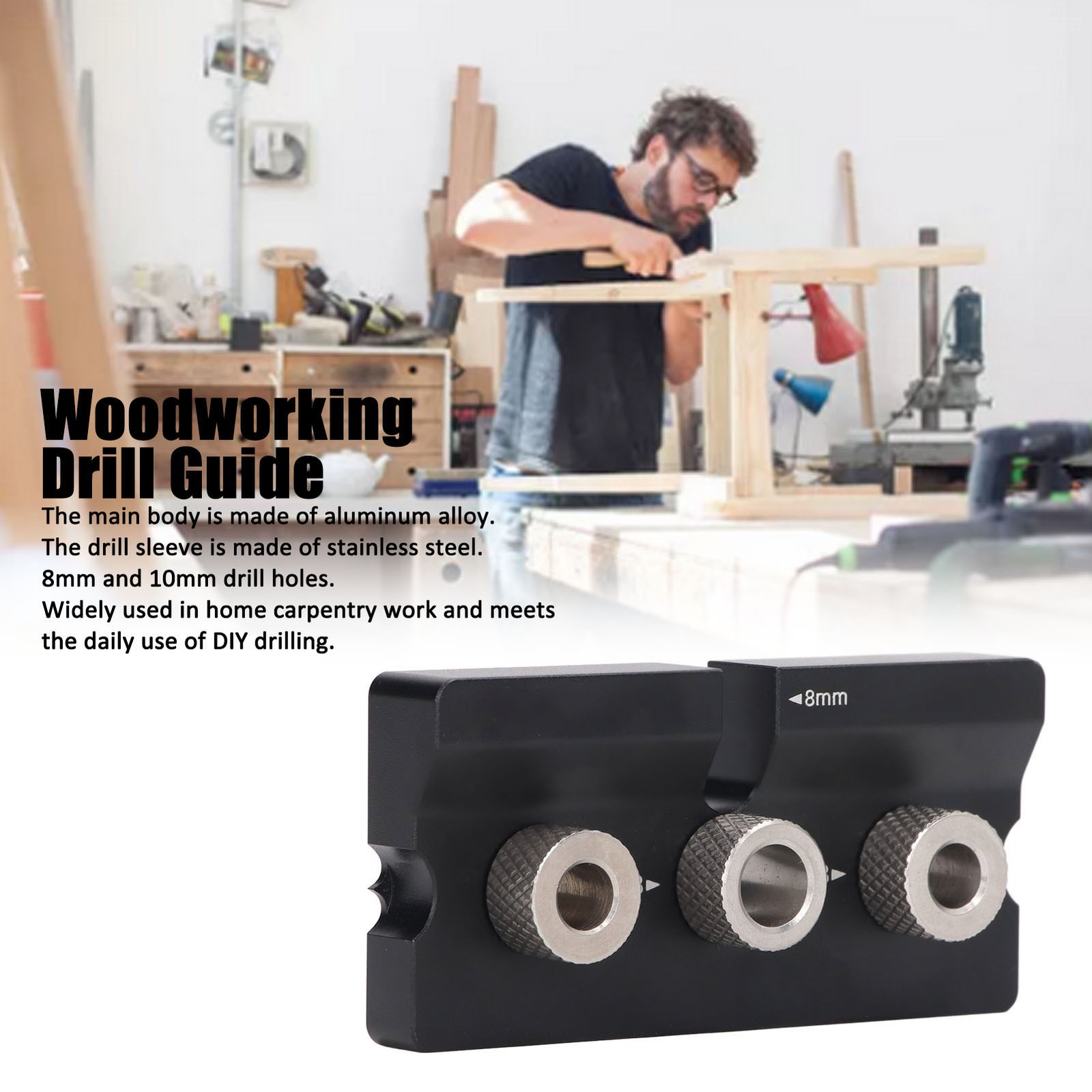 Hole Jig Wood Dowelling Jig Guide 2 In 1 8mm 10mm Hole Punch Locator