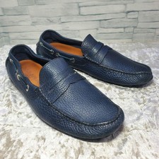 DOLCE & GABBANA Grained Leather Loafer Driving Shoes Navy Size 8