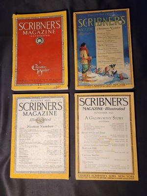 ANTIQUE LOT OF 4 Scribner's Magazine Issues- Dec 1920 Nov 1920 Dec 1921 Aug 1921
