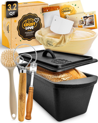 Rectangular Cast Iron Dutch Oven for Bread Baking - Incl. Sourdough Bread-Baking