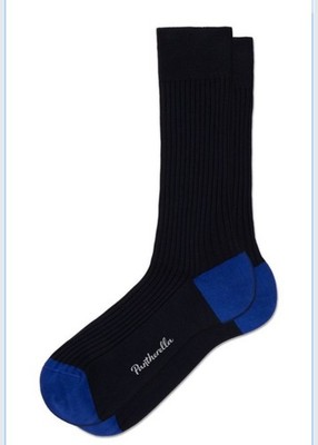 New Men's PANTHERELLA Portobello Navy/Ultramarine Rib Crew Socks Size -M(8.5-11)