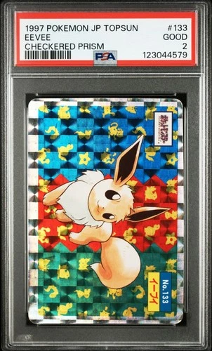 PSA2 1997 Pokemon Japanese Topsun  133 Eevee Checkred Prizm