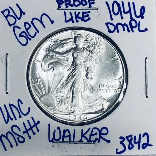 1946 BU UNCIRCULATED WALKING LIBERTY SILVER HALF DOLLAR AUTHENTIC U.S. MINT 3842