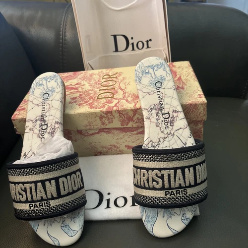 CHAUSSURES SANDALES Christian Dior bleu foncé TISSU slides Dway 37. Autres neufs