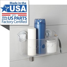 Clear Large Suction Shower Storage Basket 1 Shelf Plastic No Tools Power Grip